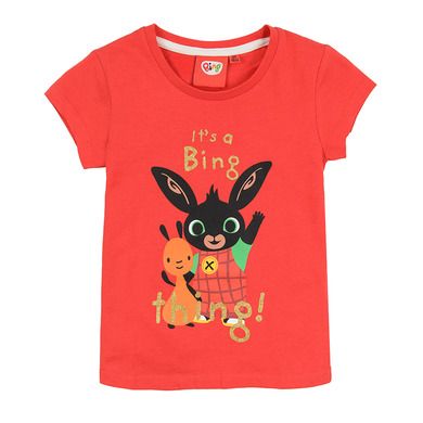 T-shirt dziewczęcy, czerwony, Bing