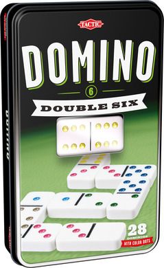 Tactic, Domino Deluxe, klasyczne, szóstkowe, gra logiczna w metalowej puszce