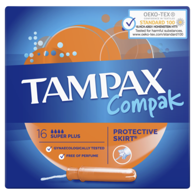 Tampax, Compak Super Plus, tampony z aplikatorem, 16 sztuk