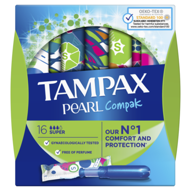 Tampax, Pearl Compak Super, tampony z aplikatorem, 16 szt.