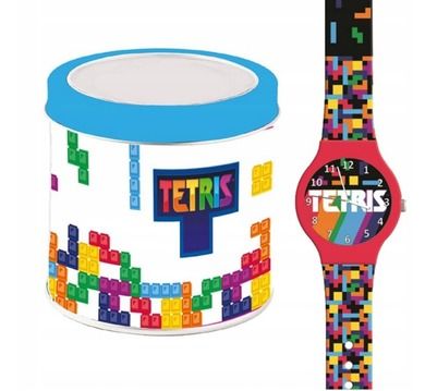 Tetris, zegarek analogowy w puszce
