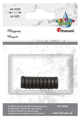 Titanum, magnesy okrągłe, czarne, 10 mm, 10 szt.