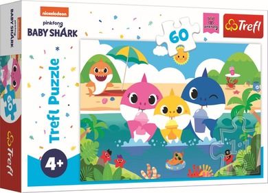 Trefl, Baby Shark, Rodzina rekinów na wakacjach, puzzle, 60 elementów