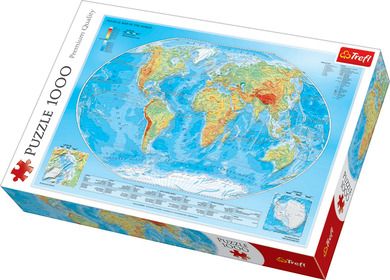 Trefl, Mapa fizyczna świata, puzzle, 1000 elementów