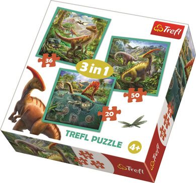 Trefl, Niezwykły świat dinozaurów, puzzle 3w1, 106 elementów