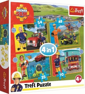 Trefl, Strażak Sam, Odważny Strażak Sam, puzzle 4w1