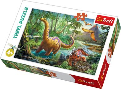 Trefl, Wędrówka dinozaurów, puzzle, 60 elementów