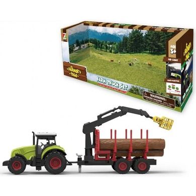 Trifox, traktor z przyczepą i drewnem, pojazd z dźwiękiem