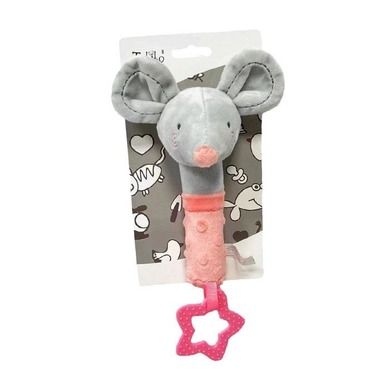 Tulilo, Myszka, zabawka z dźwiękiem, brzoskwiniowa, 17 cm