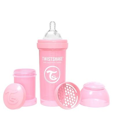 Twistshake, butelka antykolkowa, 260 ml, pastelowa różowa