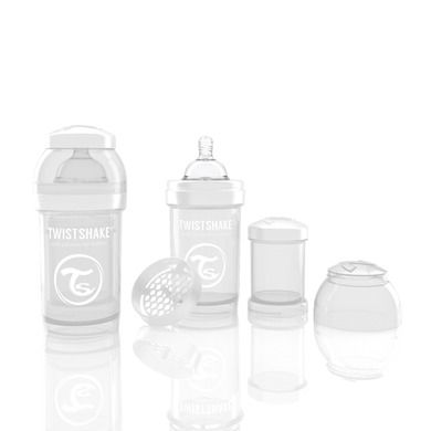 Twistshake, butelka antykolkowa, biała, 180 ml