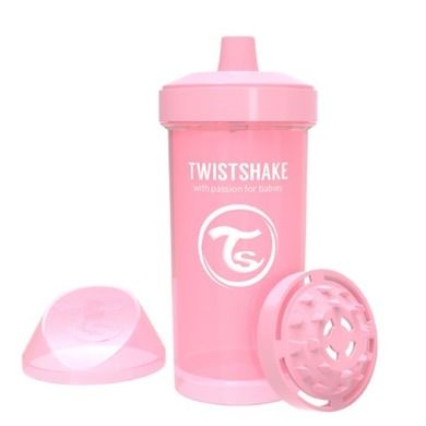Twistshake, kubek niekapek, z mikserem do owoców, pastelowy różowy, 360 ml