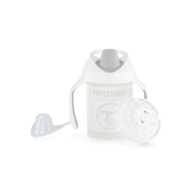 Twistshake, kubek niekapek z uchwytami i z mikserem do owoców, biały, 230 ml