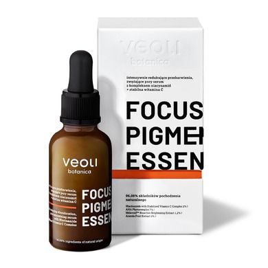Veoli Botanica, Focus, Pigmentation Essence, intensywnie redukujące przebarwienia i zwężające pory serum z kompleksem niacynamid + stabilna witamina C, 30 ml
