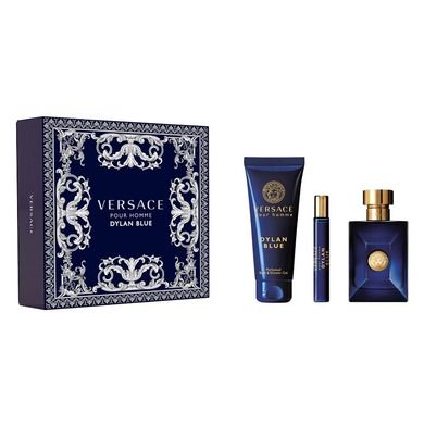 Versace, Pour Homme Dylan Blue, woda toaletowa, spray, 100 ml + miniatura wody toaletowej, spray, 10 ml + żel pod prysznic, 150 ml
