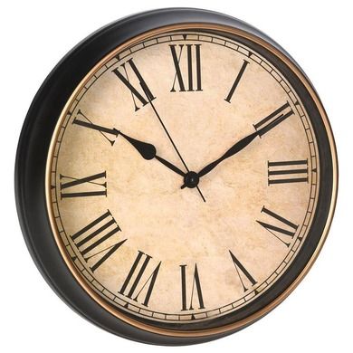 Vilde, okrągły zegar ścienny, czarny, rzymskie liczby, 33 cm