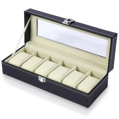 Vilde, pudełko na zegarki, czarne, 30.5-11.5-8 cm