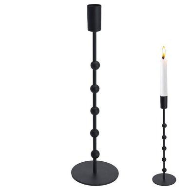 Vilde, stojak podstawka na świecę, czarny, matowy loft, 30 cm