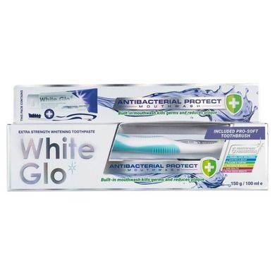 White Glo, Antibacterial Protect Mouthwash Toothpaste, antybakteryjna wybielająca pasta do zębów, 150 g + szczoteczka