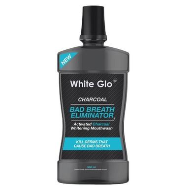 White Glo, Charcoal Bad Breath Eliminator, płyn do płukania jamy ustnej z aktywnym węglem, 500 ml