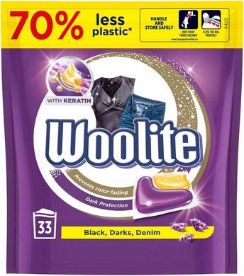 Woolite, kapsułki do prania, czerń, ciemne, jeans, 33 szt.