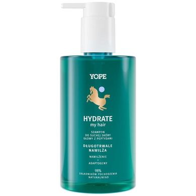 Yope, Hydrate My Hair, szampon do suchej skóry głowy z peptydami, 300 ml