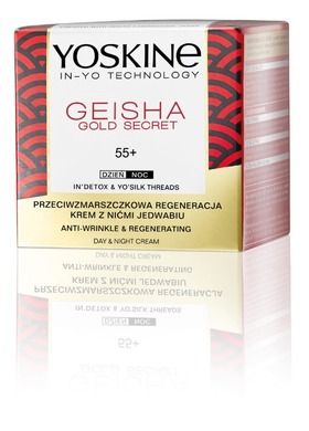 Yoskine, Geisha Gold Secret, 55+ krem przeciwzmarszczkowa regeneracja na dzień i noc, 50 ml
