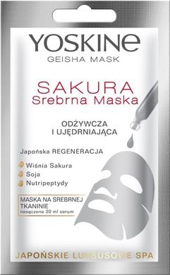 Yoskine, Geisha Mask Sakura srebrna maska na tkaninie, odżywcza i ujędrniająca, 20 ml