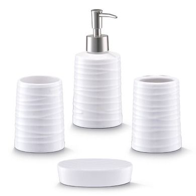 Zeller, ceramiczny zestaw akcesoriów łazienkowych, white, 4 szt.
