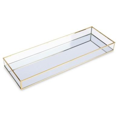 Vilde, taca na świece lustrzana prostokątna złota, metalowa, 42-15 cm