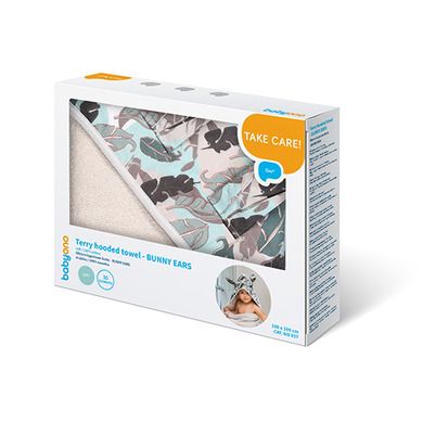 BabyOno, Bunny Ears, okrycie kąpielowe frotte z uszkami, grey, 100-100 cm