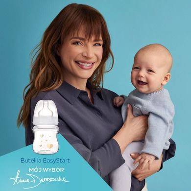 Canpol babies, EasyStart, Newborn baby, butelka antykolkowa, 120 ml, beżowe serduszka, 0m+