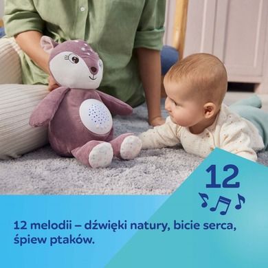 Canpol babies, pluszowy jelonek z pozytywką i projektorem 3w1, brązowy