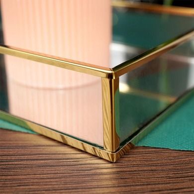 Vilde, taca na świece lustrzana prostokątna złota, metalowa, 42-15 cm