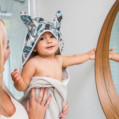 BabyOno, Bunny Ears, okrycie kąpielowe frotte z uszkami, grey, 100-100 cm