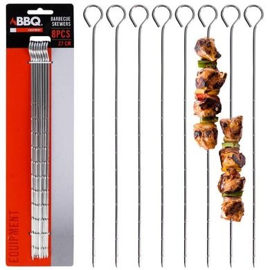 BBQ, szpikulce do szaszłyków, metalowe, 8 szt., 27,5 cm