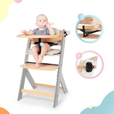 Kinderkraft, Enock, krzesełko do karmienia z poduszką, 3w1, grey