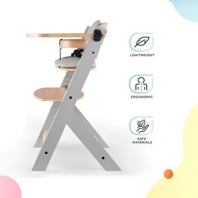 Kinderkraft, Enock, krzesełko do karmienia z poduszką, 3w1, grey