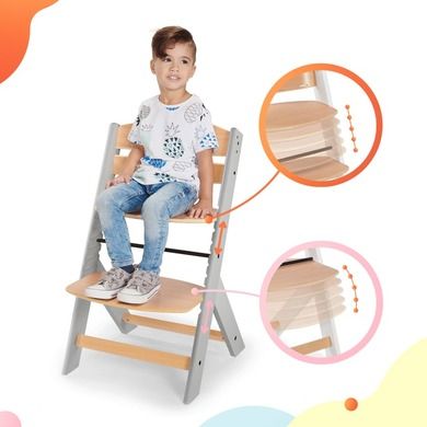 Kinderkraft, Enock, krzesełko do karmienia z poduszką, 3w1, grey