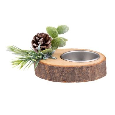 Altom Design, świecznik na drewnianej podstawie, 7,5-7,5-4,5 cm