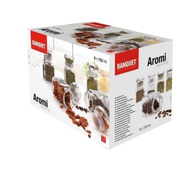Banquet, Aromi, zestaw szklanych pojemników na przyprawy, 6-150 ml