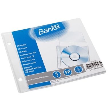Bantex, koszulka groszkowa na 1 CD/DVD, w folii, 5 szt.