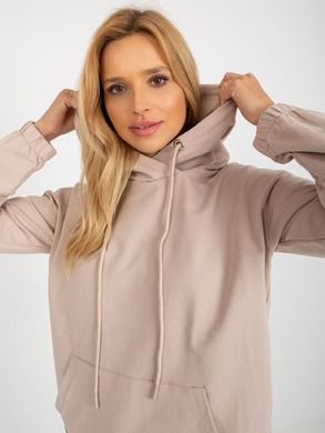 Bluza damska z kapturem, beżowa, Relevance