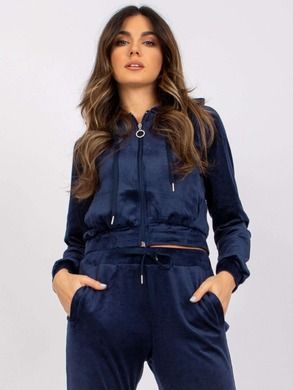 Bluza damska z kapturem, rozpinana, granatowa, Yups