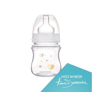 Canpol babies, EasyStart, Newborn baby, butelka antykolkowa, 120 ml, beżowe serduszka, 0m+