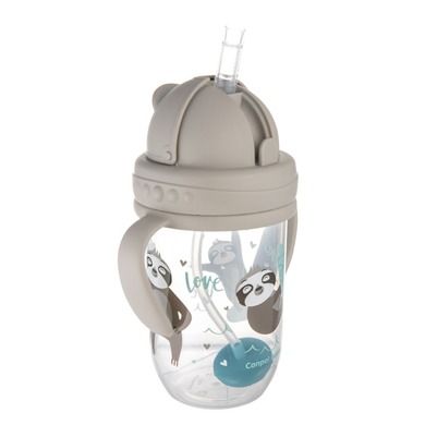 Canpol babies, Exotic Animals, kubek niekapek z rurką i odważnikiem, szary, 270 ml