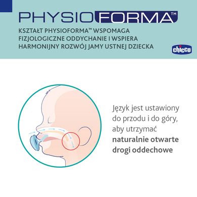 Chicco, PhysioForma Air, smoczek uspokajający, silikonowy, niebieski, 0-6m, 2 szt.