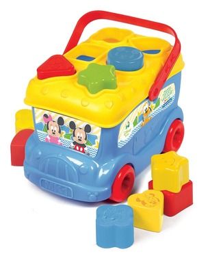 Clementoni, Autobus Baby Mickey, pojazd z klockami, sorter, zabawka interaktywna