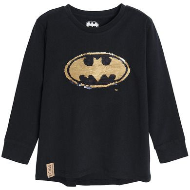 Cool Club, Bluzka chłopięca z długim rękawem, czarna, Batman