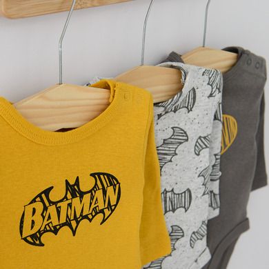 Cool Club, Body chłopięce z długim rękawem, żółte, szare, Batman, zestaw, 3 szt.
